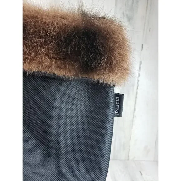 Murval Paris Black Faux Fur Tote Bag Women's Purse Monogram RSL - Picture 7 of 12